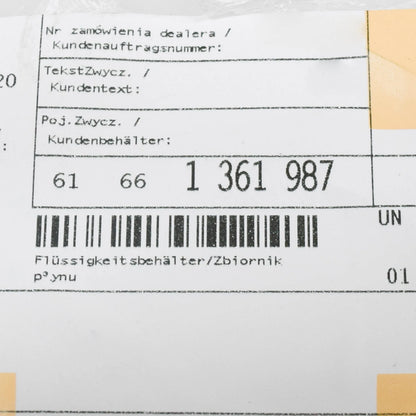 NEW BMW 6 E24 628CSI WINDSHIELD WASHER LIQUID RESERVOIR TANK 61661361987