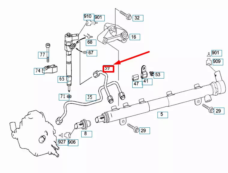 NEW MERCEDES-BENZ C W203 FUEL DISTRIBUTOR TO NOZZLE LINE A6110701133 ORIGINAL