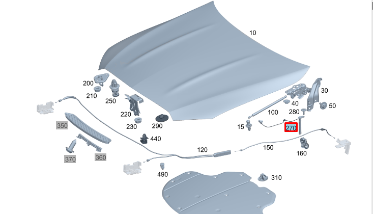 NEW MERCEDES-BENZ C W206 FRONT BONNET HOOD HINGE ACTUATOR A2069066800 ORIGINAL