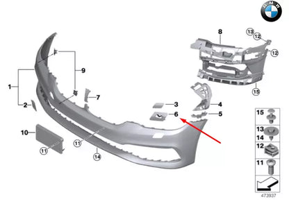 NEW BMW 5 G30 FRONT RIGHT HEADLIGHT WASHER HOLDER BRACKET 51117385356 ORIGINAL