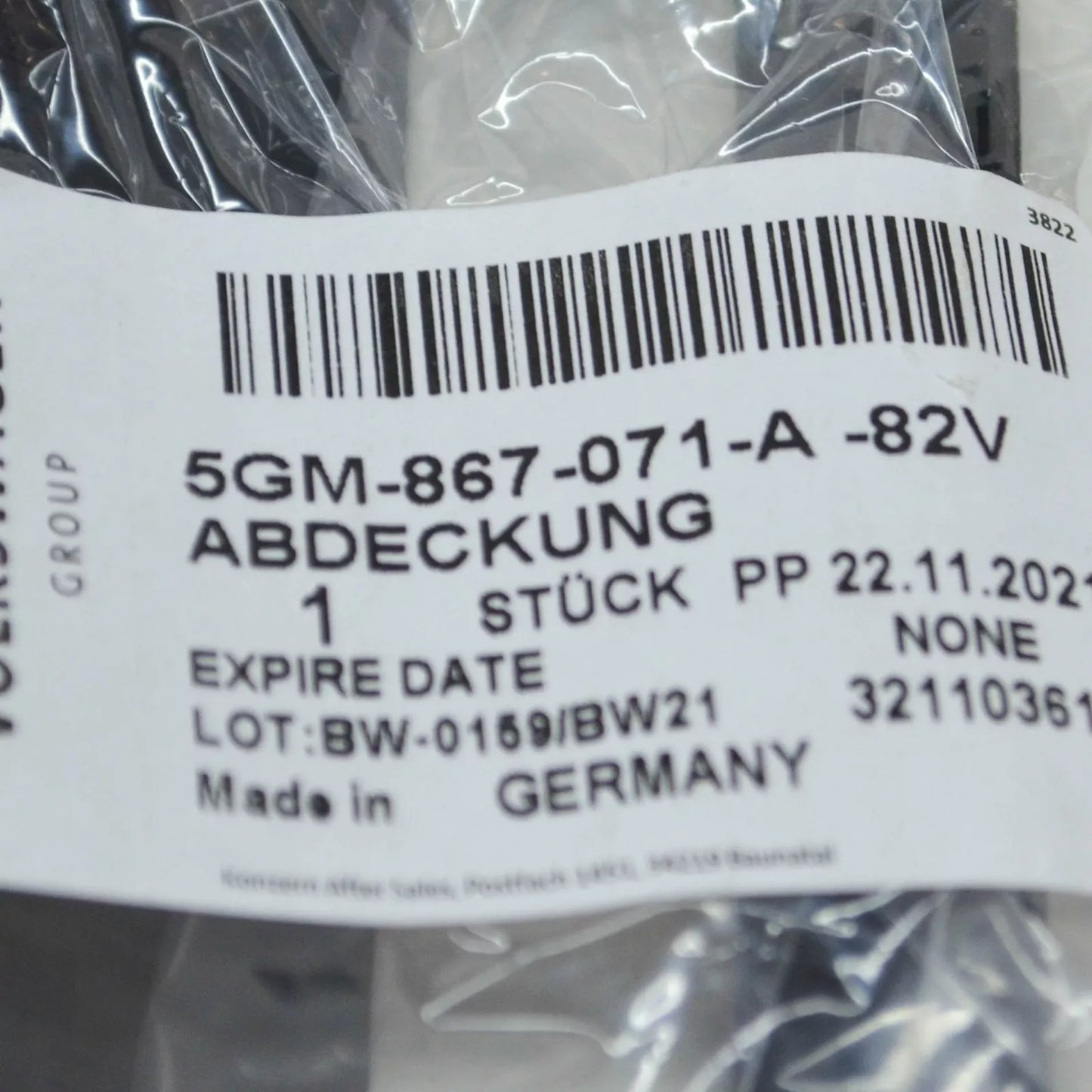 NEW VOLKSWAGEN ARTEON 3H7 HEADLINER MOULDED SENSOR COVER 5GM867071A82V ORIGINAL