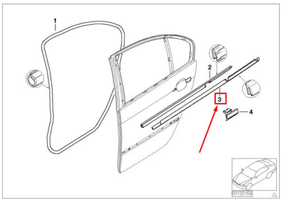 NEW BMW 3 E46 REAR LEFT DOOR OUTER WEATHERSTRIP 51342695291 2695291 ORIGINAL