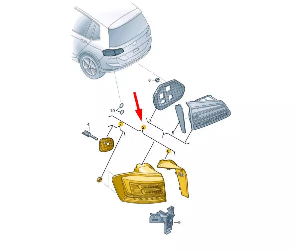 NEW VW GOLF SPORTSVAN MK7 REAR RIGHT OUTER LED TAILLIGHT 510945096AD ORIGINAL