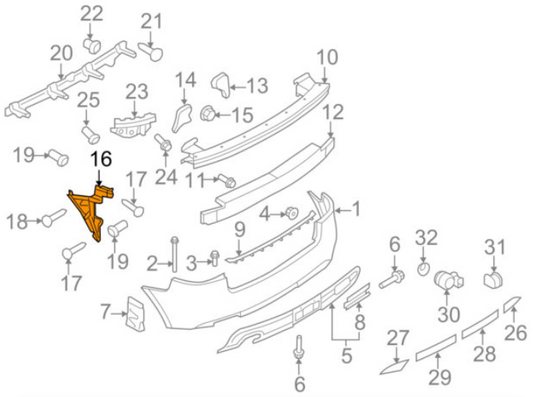 new audi a3 8p rear bumper right bracket 8p4807378b original