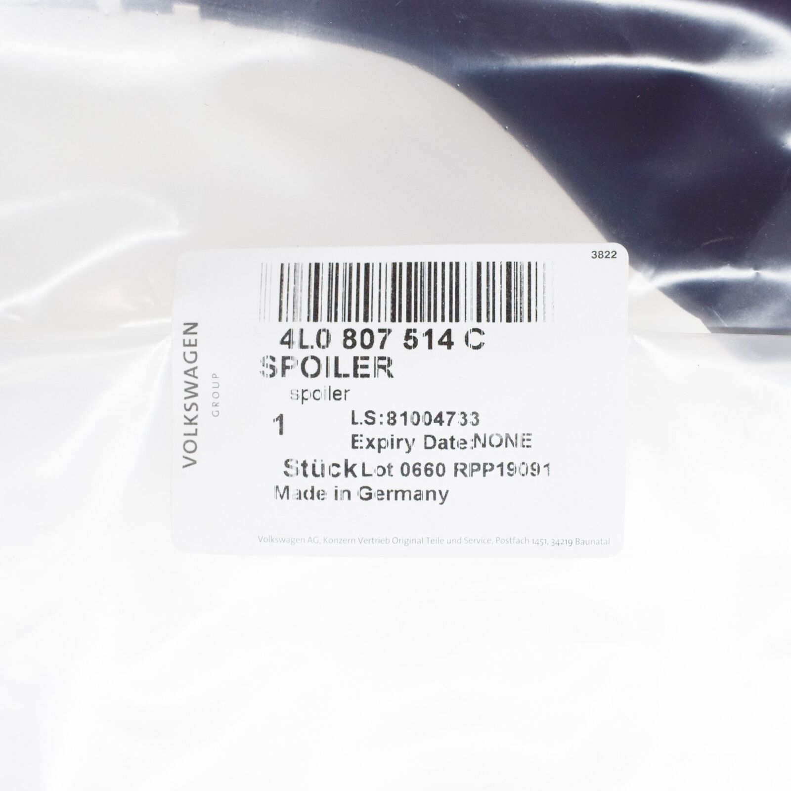 NEW AUDI Q7 4L FRONT BUMPER RIGHT SIDE SPOILER MOLDING 4L0807514C ORIGINAL