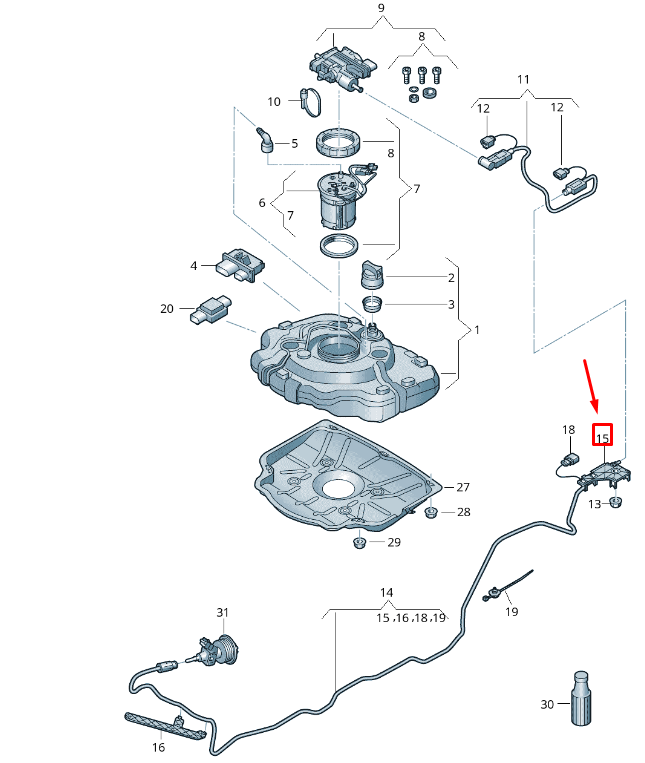 new vw touareg 7p reduction agent connector housing bracket 7p6131713b original