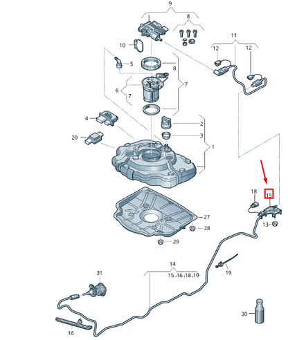 new vw touareg 7p reduction agent connector housing bracket 7p6131713b original