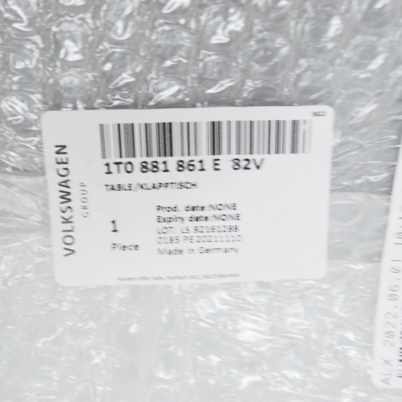 NEW VOLKSWAGEN GOLF MK5 PLUS INTERIOR FOLDING TABLE 1T0881861E82V