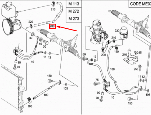 NEW MERCEDES-BENZ ML W164 POWER STEERING PRESSURE HOSE A1644660081 ORIGINAL