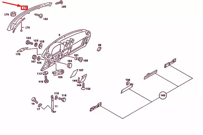 NEW MB SL R107 FRONT WINDSHIELD UPPER CHROME COVER A1076880340
