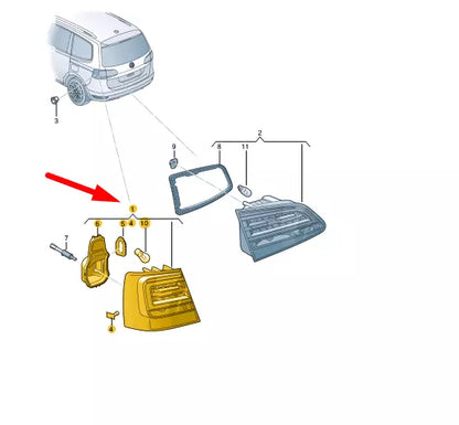 NEW VW SHARAN 7N REAR RIGHT TAILLIGHT LAMP 7N0945208 ORIGINAL