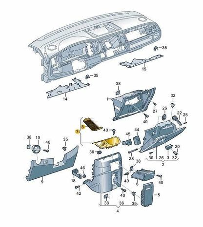 NEW VW TRANSPORTER T6 DASH CENTER PANEL WITH STOWAGE RHD 7E6858189Q041 ORIGINAL
