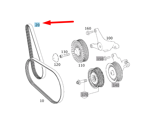 NEW MERCEDES-BENZ S W221 WATER PUMP DRIVE V-RIBBED BELT A0039931296 ORIGINAL