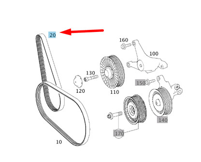NEW MERCEDES-BENZ S W221 WATER PUMP DRIVE V-RIBBED BELT A0039931296 ORIGINAL