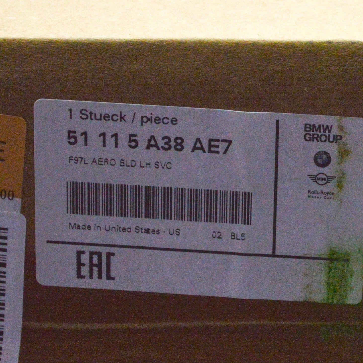 NEW BMW X3 M F97 FRONT LEFT AIR DUCT TRIM 51115A38AE7 ORIGINAL