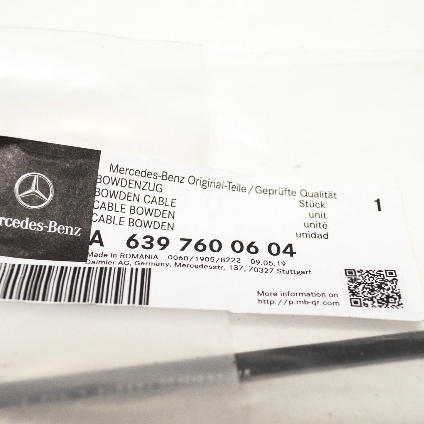 NEW MERCEDES-BENZ VITO W639 FRONT LEFT DOOR BOWDEN CABLE A6397600604 ORIGINAL