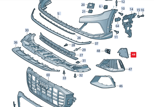 new audi q8 4mn front bumper right end cap 4m8807152a9b9 original