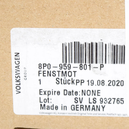 NEW AUDI A3 8P FRONT LEFT DOOR WINDOW GLASS REGULATOR MOTOR 8P0959801P ORIGINAL