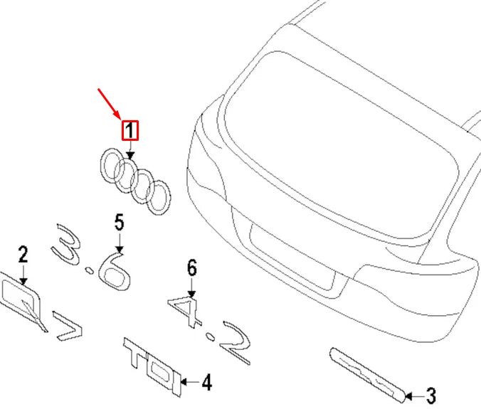 NEW AUDI Q5 8R REAR TRUNK RINGS EMBLEM BADGE 4H0853742A2ZZ ORIGINAL