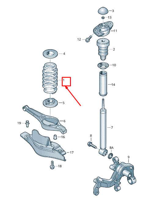 new vw golf vi 5k mk6 rear coil spring 1k0511115gc original
