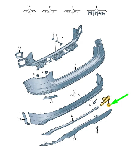 NEW AUDI Q2 REAR BUMPER RIGHT TRIM 81A853842TB2