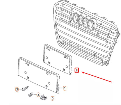 NEW AUDI RS5 COUPE QUATTRO 8T FRONT LICENCE PLATE HOLDER 8T0807285MT94 ORIGINAL
