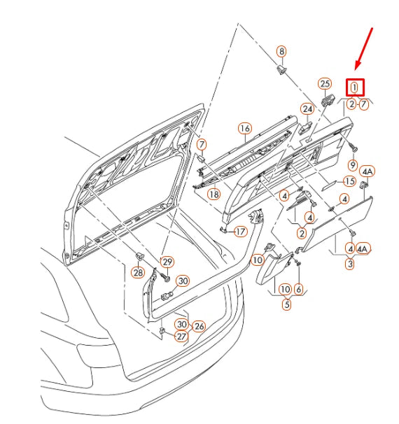 NEW AUDI A4 AVANT B8 REAR LID LOWER TRIM PANEL 8K98679794PK