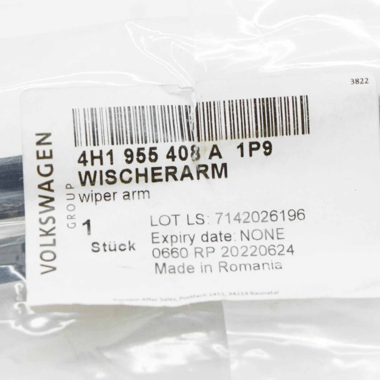 NEW AUDI A8 D4 FRONT WINDSHIELD RIGHT AERO WIPER ARM LHD 4H1955408A1P9 ORIGINAL