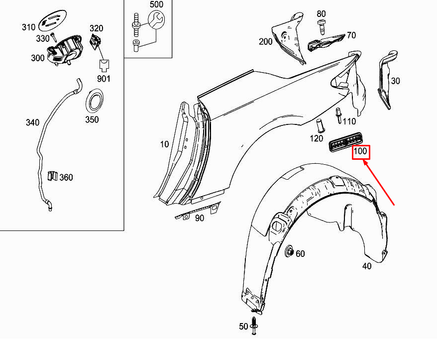 new mercedes-benz sl r231 rear fender vent flap a2318300442 original