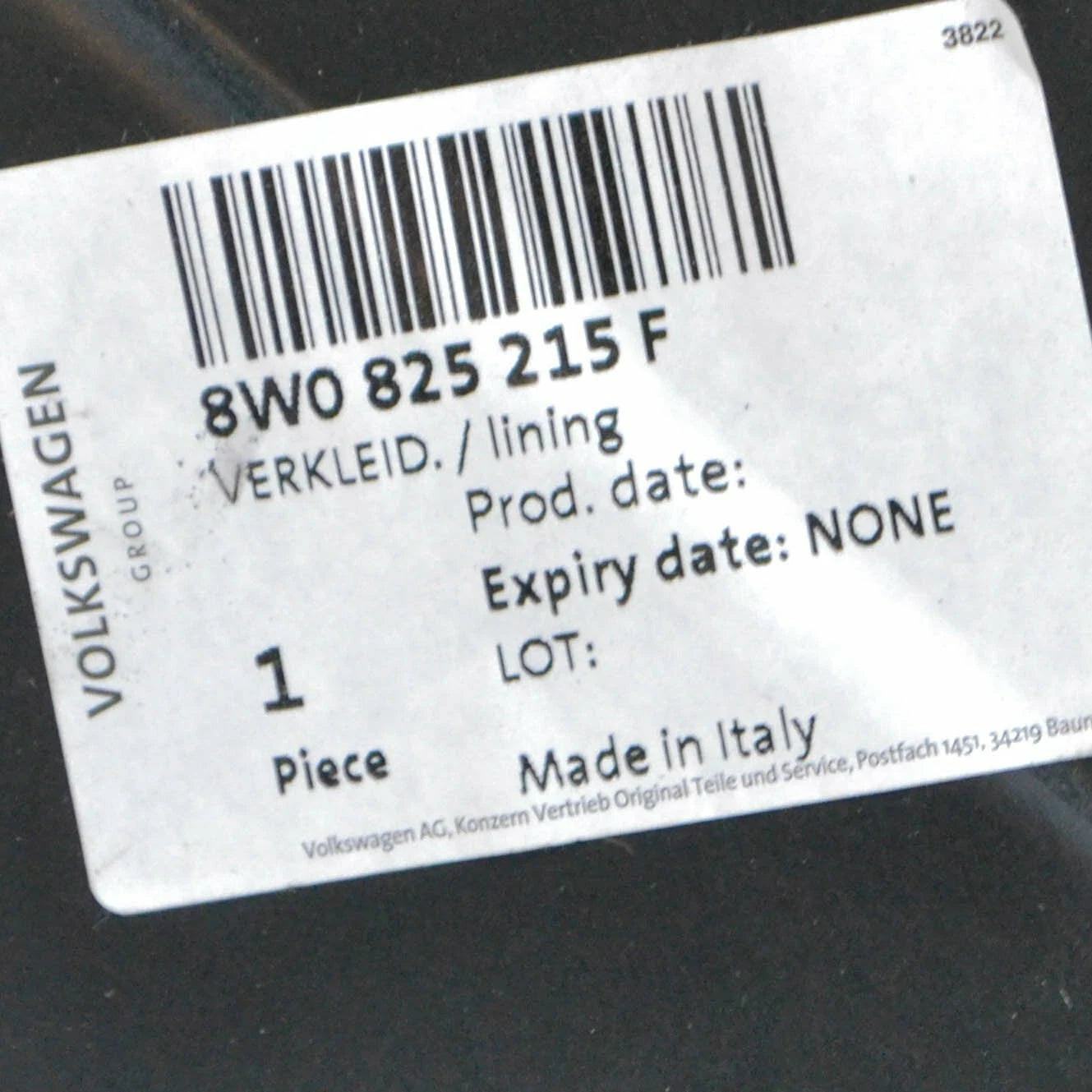 NEW AUDI A4 B9 REAR LEFT BOTTOM SPLASH SHIELD COVER 8W0825215F ORIGINAL