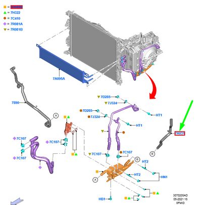 new ford kuga mk3 transmission oil cooler tube 2534596 lx61-7h256-aza original