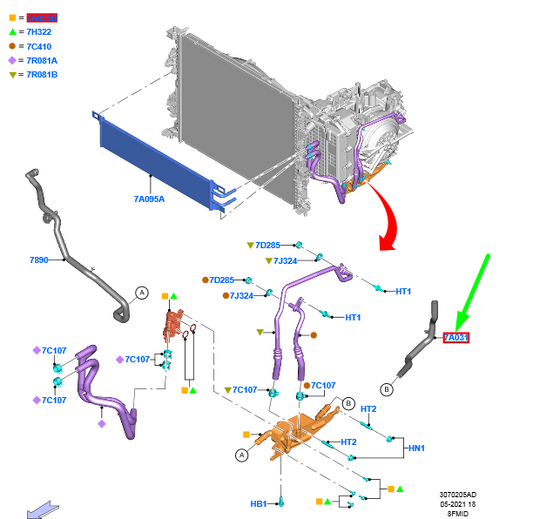 new ford kuga mk3 transmission oil cooler tube 2534596 lx61-7h256-aza original