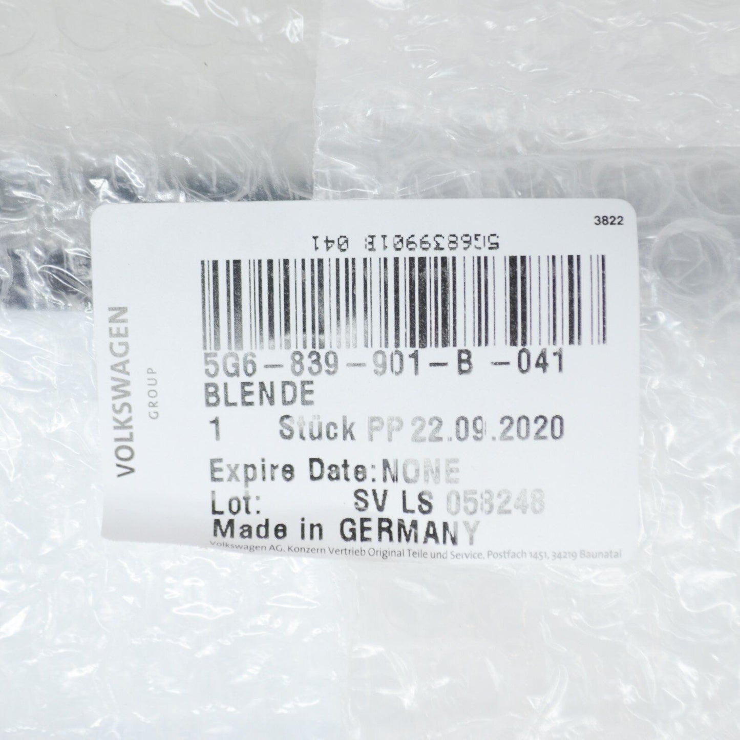 NEW VW GOLF MK7 REAR LEFT DOOR WINDOW B-PILLAR FRAME TRIM 5G6839901B041 ORIGINAL