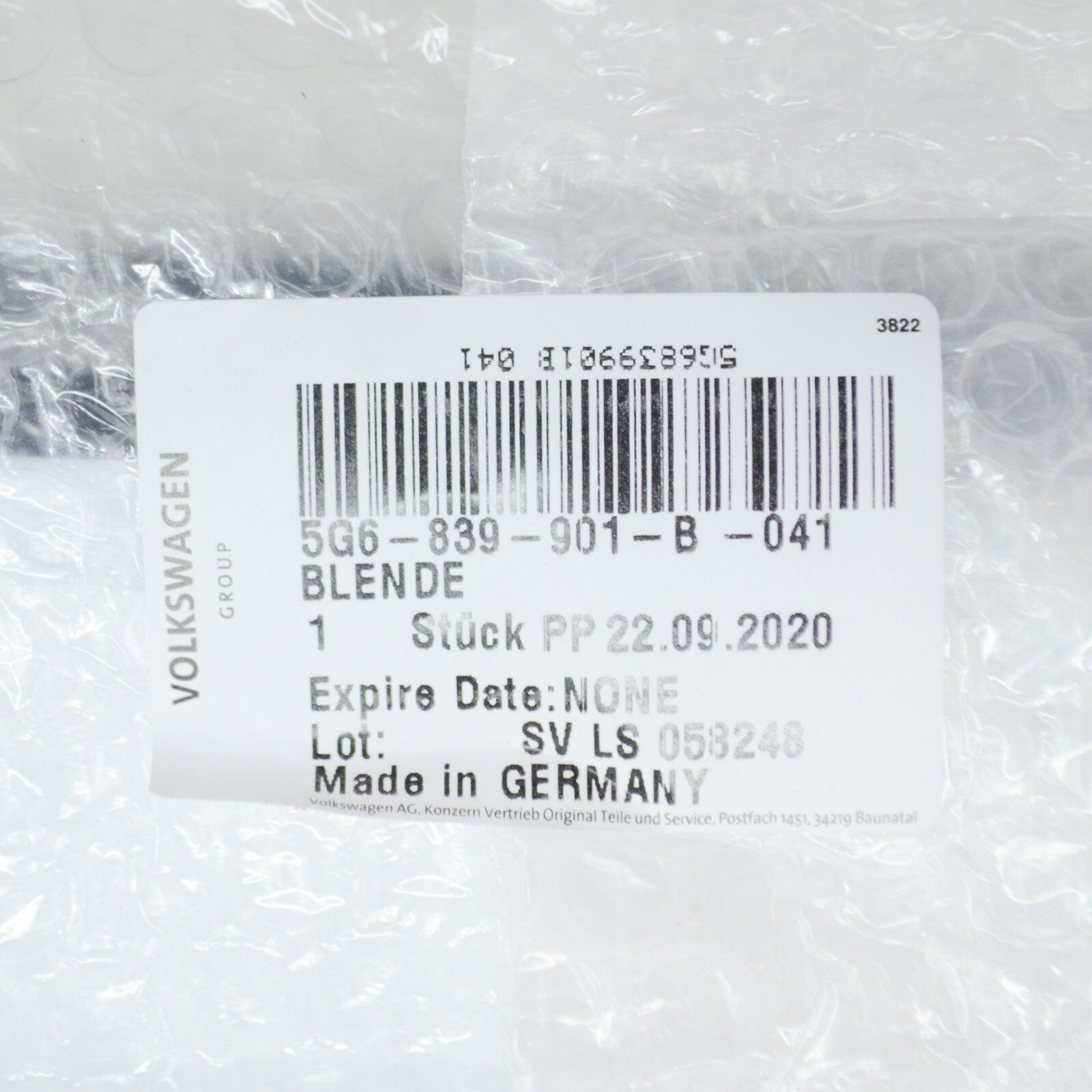 NEW VW GOLF MK7 REAR LEFT DOOR WINDOW B-PILLAR FRAME TRIM 5G6839901B041 ORIGINAL