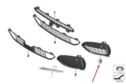 NEW BMW X5 F15 FRONT RIGHT M OPEN GRILLE 8064634 51118064634 ORIGINAL