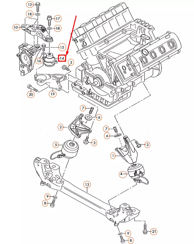 NEW AUDI A8 D3 ENGINE MOUNT RUBBER BUSH 4E0199267S ORIGINAL