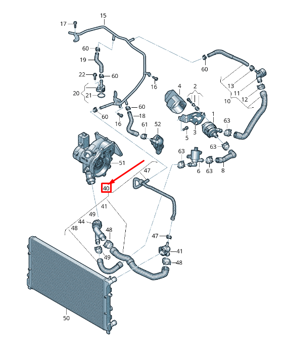 new vw tiguan ad coolant hose with quick release coupling 5qf122101p original