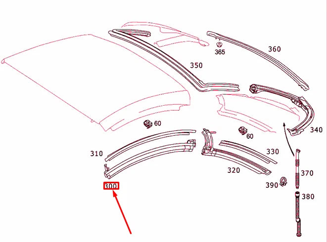 NEW MERCEDES-BENZ SL R230 ROOF LEFT SIDE SEAL A2307900598 ORIGINAL