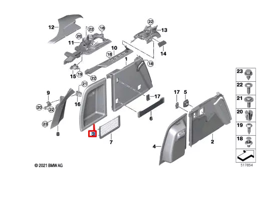 NEW BMW X4 G02 REAR LEFT LOWER REARWARD INTERIOR FLAP 51477481913 ORIGINAL