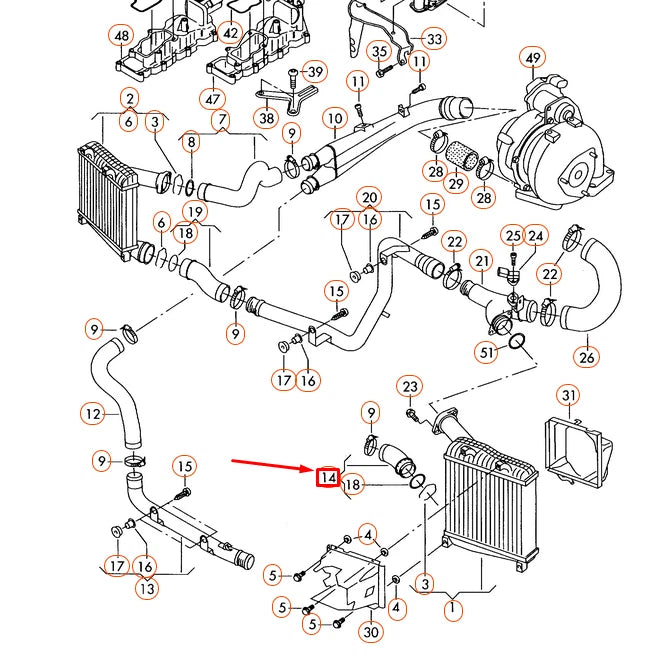 NEW AUDI Q7 4L INTERCOOLER PRESSURE PIPE HOSE 7L6145943B