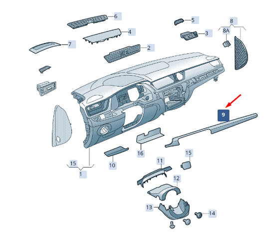 new skoda superb mk3 dashboard molding rhd 3v2858418ehq1 original
