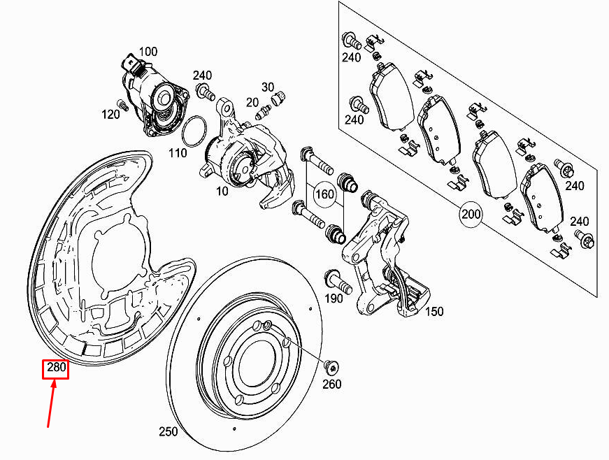 new mercedes-benz a w177 rear right brake disk cover plate a2474231000 original