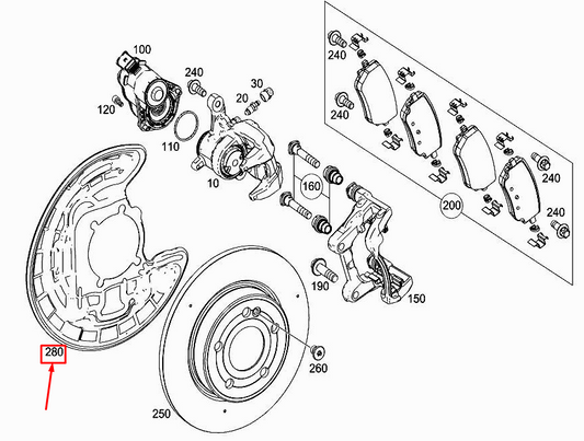 new mercedes-benz a w177 rear right brake disk cover plate a2474231000 original