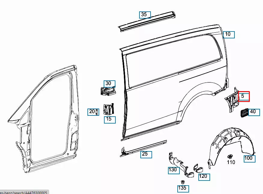 NEW MERCEDES-BENZ VITO W447 REAR LEFT CLADDING PANEL A4476300005 ORIGINAL