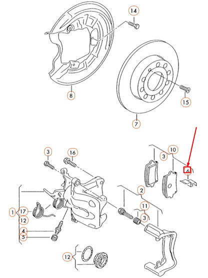 NEW VOLKSWAGEN POLO 6R MK5 REAR DISC BRAKE RETAINING CLIP 1J0615231A ORIGINAL