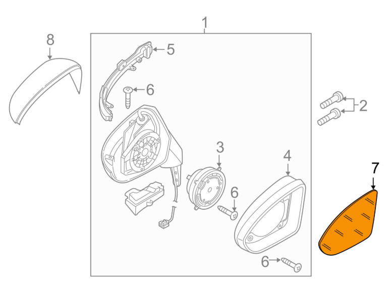 NEW VOLKSWAGEN GOLF MK7 FRONT LEFT DOOR MIRROR GLASS USA 5G0857521P ORIGINAL