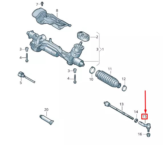 NEW AUDI RS3 SPORTBACK 8V LEFT STEERING TIE ROD END 8V0423811 ORIGINAL