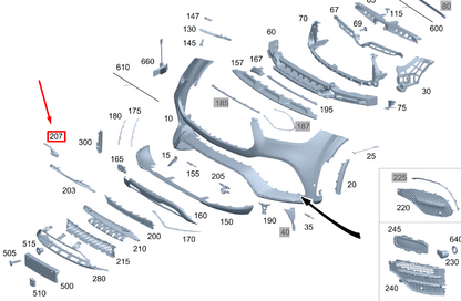 NEW MB GLE W167 FRONT BUMPER RIGHT LOWER AIR DUCT SEGMENT A1678857005 ORIGINAL