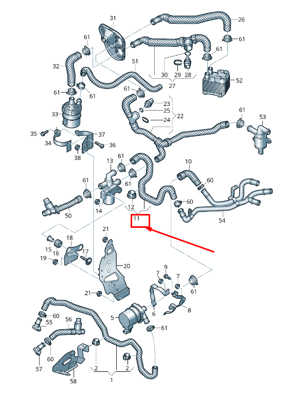 new audi q7 4m engine coolant hose 4m0145919ah original