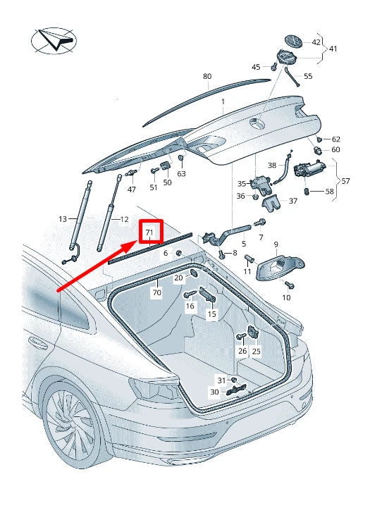NEW VW ARTEON 3H7 TAILGATE BOOT LID UPPER SEAL 3G8827669A
